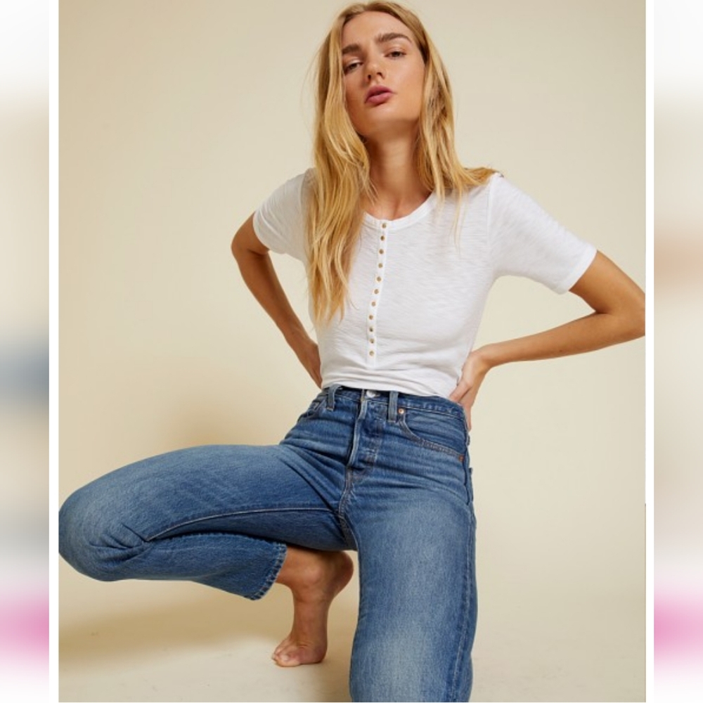 Nation LTD Winnie Deep Snap Vintage Tee White